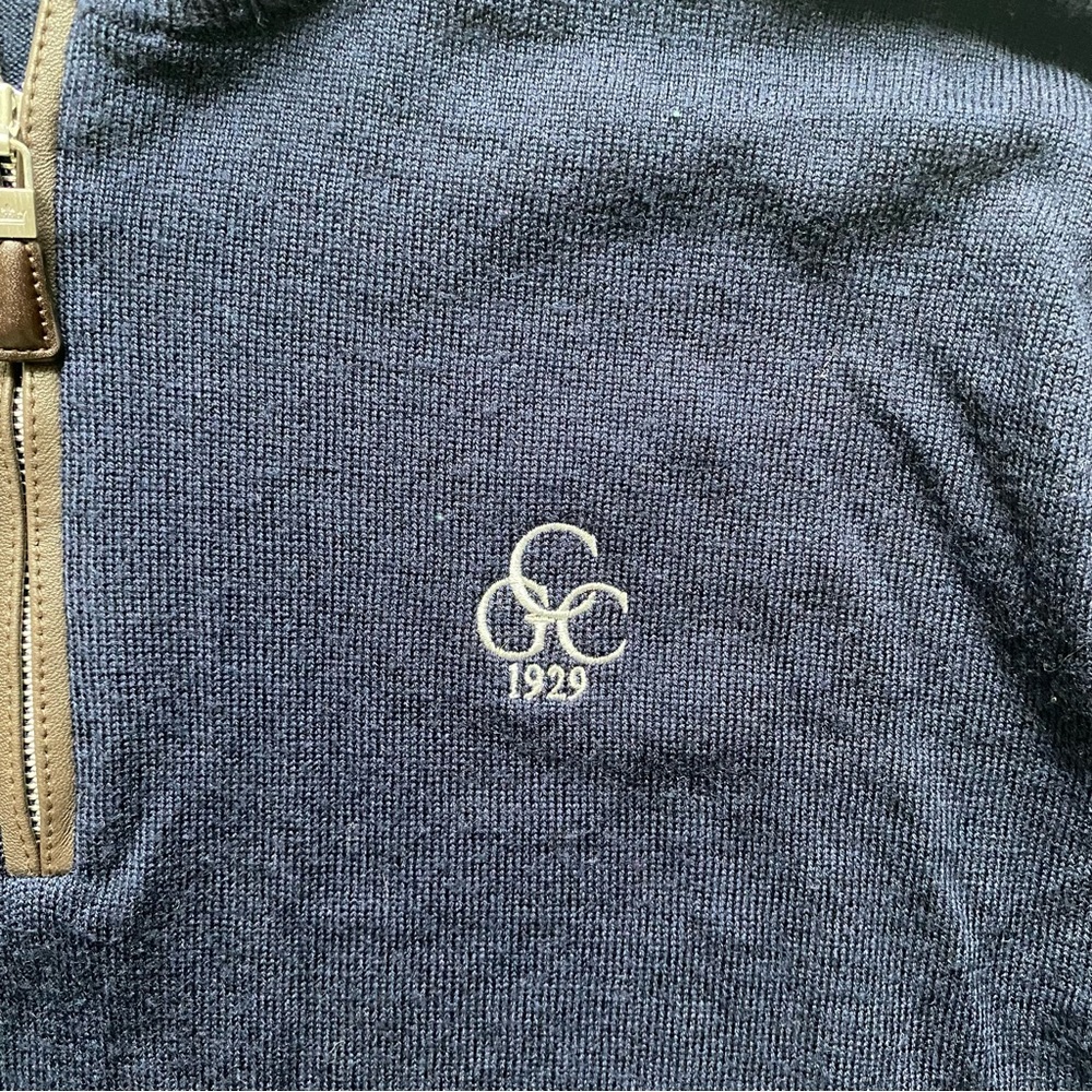 Peter Millar 1/4 Quarter Zip Sweater Merino Silk Blend Carolina Golf Club - Picture 4 of 6